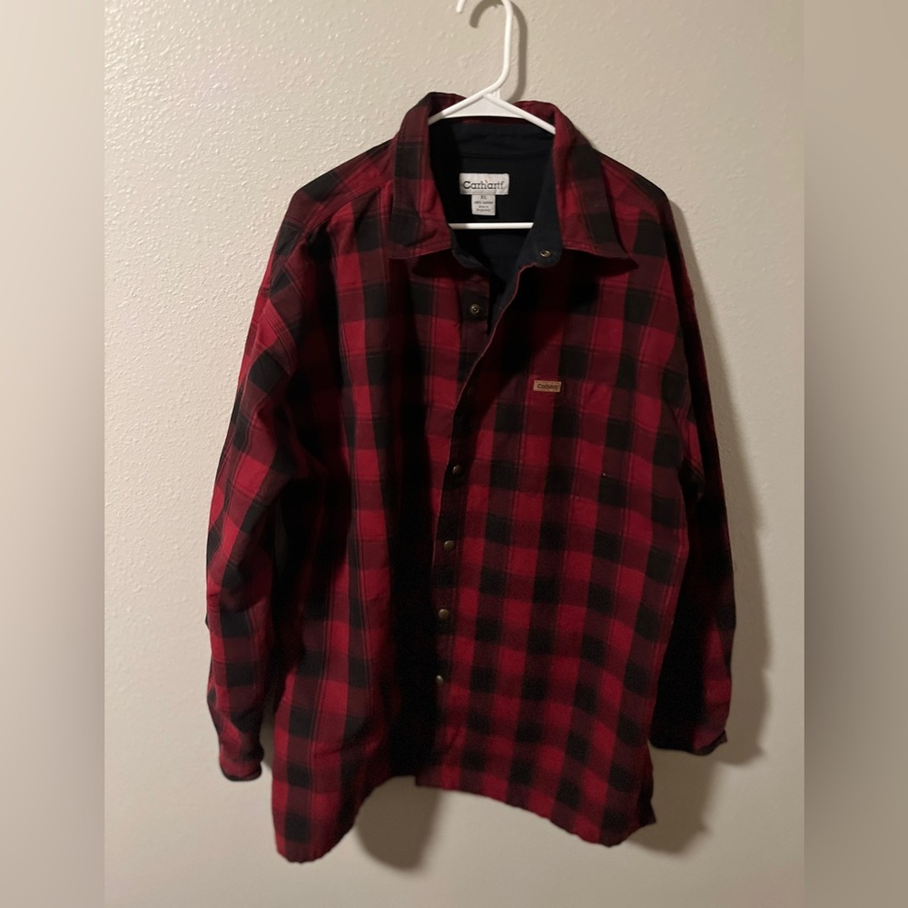 Carhartt Red and Black Checkered Shirt Jacket XL